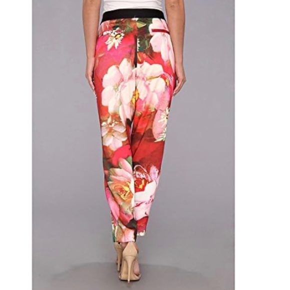 Ted Baker Tina Rose on Canvas Floral Print Crop Trousers Pants Ted Size 5 US 14 - Picture 2 of 14